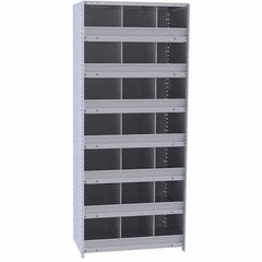 Hallowell - 21 Bin Closed Industrial Bin Shelving - 36 Inch Overall Width x 18 Inch Overall Depth x 87 Inch Overall Height, Gray Metal Bins - Benchmark Tooling