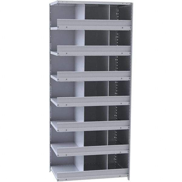 Hallowell - 21 Bin Closed Industrial Bin Shelving - 36 Inch Overall Width x 18 Inch Overall Depth x 87 Inch Overall Height, Gray Metal Bins - Benchmark Tooling