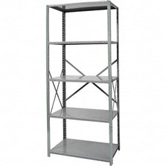 Hallowell - 5 Shelf Starter Medium-Duty Open Steel Shelving - 375 Lb Capacity, 48" Wide x 87" High x 12" Deep, Gray - Benchmark Tooling