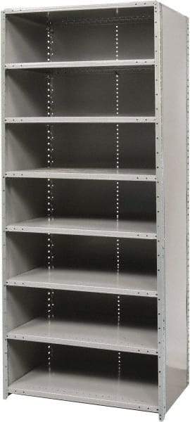 Hallowell - 8 Shelf, 800 Lb. Capacity, Free Standing Closed Shelving - 36 Inch Wide x 24 Inch Deep x 87 Inch High, Gray - Benchmark Tooling