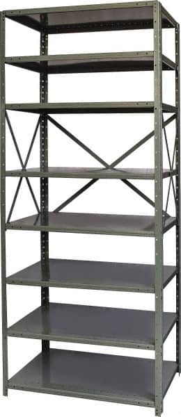 Hallowell - 8 Shelf Starter Heavy-Duty Open Steel Shelving - 800 Lb Capacity, 36" Wide x 87" High x 24" Deep, Gray - Benchmark Tooling