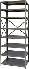 Hallowell - 8 Shelf Starter Heavy-Duty Open Steel Shelving - 800 Lb Capacity, 36" Wide x 87" High x 24" Deep, Gray - Benchmark Tooling