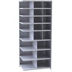Hallowell - 21 Bin Closed Industrial Bin Shelving - 36 Inch Overall Width x 18 Inch Overall Depth x 87 Inch Overall Height, Gray Metal Bins - Benchmark Tooling