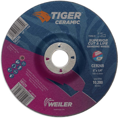 6X1/4 TIGER CERAMIC T27 GRIND WHL - Benchmark Tooling