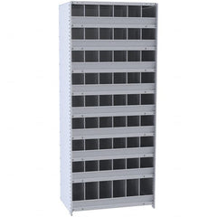 Hallowell - 54 Bin Closed Industrial Bin Shelving - 36 Inch Overall Width x 18 Inch Overall Depth x 87 Inch Overall Height, Gray Metal Bins - Benchmark Tooling