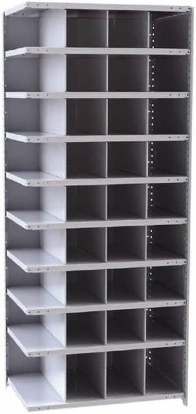 Hallowell - 36 Bin Closed Industrial Bin Shelving - 36 Inch Overall Width x 24 Inch Overall Depth x 87 Inch Overall Height, Gray Metal Bins - Benchmark Tooling