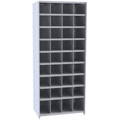 Hallowell - 36 Bin Closed Industrial Bin Shelving - 36 Inch Overall Width x 18 Inch Overall Depth x 87 Inch Overall Height, Gray Metal Bins - Benchmark Tooling