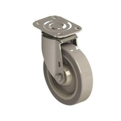 E.R. Wagner - 5" Diam x 1-1/4" Wide x 6-1/4" OAH Top Plate Mount Swivel Caster - Polyurethane over Polyolefin, 280 Lb Capacity, Delrin Bearing, 2-3/4 x 3-3/4" Plate - Benchmark Tooling