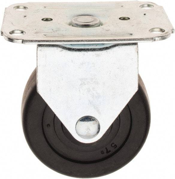 E.R. Wagner - 3" Diam x 1-1/4" Wide x 3-3/4" OAH Top Plate Mount Rigid Caster - Hard Rubber, 210 Lb Capacity, 2-3/4 x 3-3/4" Plate - Benchmark Tooling
