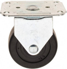 E.R. Wagner - 3" Diam x 1-1/4" Wide x 3-3/4" OAH Top Plate Mount Rigid Caster - Hard Rubber, 210 Lb Capacity, 2-3/4 x 3-3/4" Plate - Benchmark Tooling