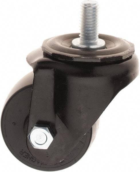 E.R. Wagner - 2-1/2" Diam x 1-3/4" Wide x 3-3/8" OAH Stem Mount Swivel Caster - Polyolefin, 300 Lb Capacity, 1/2-13 x 1" Threaded Stem - Benchmark Tooling