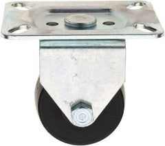 E.R. Wagner - 2-1/2" Diam x 1-3/4" Wide x 3-1/2" OAH Top Plate Mount Rigid Caster - Polyolefin, 300 Lb Capacity, 3-1/8 x 4-1/8" Plate - Benchmark Tooling