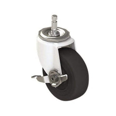 E.R. Wagner - 4" Diam x 1-1/2" Wide x 4-7/8" OAH Stem Mount Swivel Caster with Brake - Hard Rubber, 300 Lb Capacity, 7/16 x 1-3/8" Friction Stem - Benchmark Tooling