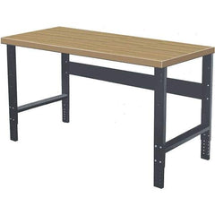 Hallowell - 48 Wide x 30" Deep x 34" High, Wood Workbench - Flat Top, Adjustable Legs, Black - Benchmark Tooling