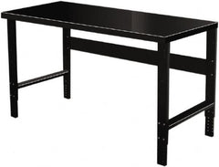 Hallowell - 72 Wide x 36" Deep x 34" High, Steel Workbench - Flat Top, Adjustable Legs, Black - Benchmark Tooling