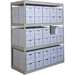 Hallowell - 3 Shelf Add-On Open Steel Shelving - 1,150 Lb Capacity, 69" Wide x 60" High x 15" Deep, Tan - Benchmark Tooling