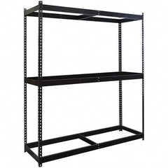 Hallowell - 3 Shelf Starter No Deck Open Steel Shelving - 1 Lb Capacity, 48" Wide x 84" High x 36" Deep, Black - Benchmark Tooling