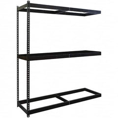 Hallowell - 3 Shelf Add-On No Deck Open Steel Shelving - 1 Lb Capacity, 48" Wide x 84" High x 24" Deep, Black - Benchmark Tooling