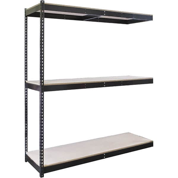 Hallowell - 3 Shelf Add-On Particle Board Open Steel Shelving - 685 Lb Capacity, 72" Wide x 84" High x 48" Deep, Black - Benchmark Tooling