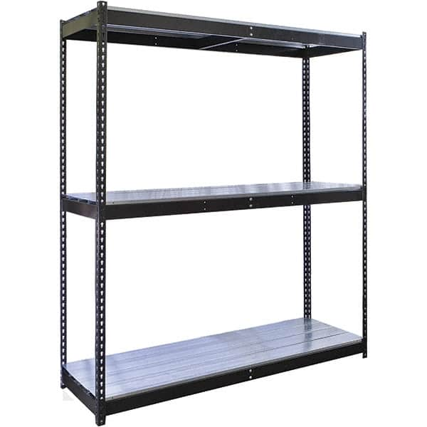 Hallowell - 3 Shelf Starter EZ-Deck Open Steel Shelving - 620 Lb Capacity, 96" Wide x 84" High x 30" Deep, Midnight Ebony - Benchmark Tooling