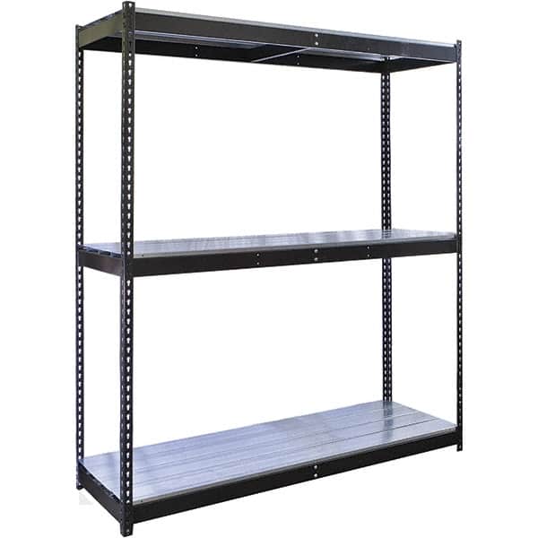 Hallowell - 3 Shelf Starter EZ-Deck Open Steel Shelving - 680 Lb Capacity, 72" Wide x 84" High x 30" Deep, Midnight Ebony - Benchmark Tooling