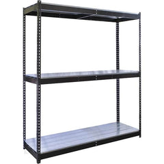 Hallowell - 3 Shelf Starter EZ-Deck Open Steel Shelving - 620 Lb Capacity, 96" Wide x 84" High x 36" Deep, Midnight Ebony - Benchmark Tooling