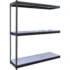 Hallowell - 3 Shelf Add-On EZ-Deck Open Steel Shelving - 620 Lb Capacity, 96" Wide x 84" High x 24" Deep, Midnight Ebony - Benchmark Tooling