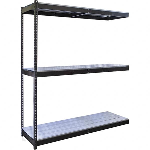 Hallowell - 3 Shelf Add-On EZ-Deck Open Steel Shelving - 665 Lb Capacity, 60" Wide x 84" High x 36" Deep, Midnight Ebony - Benchmark Tooling