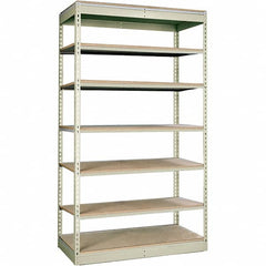 Hallowell - 7 Shelf Starter Particle Board Open Steel Shelving - 350 Lb Capacity, 48" Wide x 84" High x 36" Deep, Tan - Benchmark Tooling