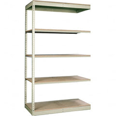 Hallowell - 5 Shelf Add-On Open Steel Shelving - 250 Lb Capacity, 48" Wide x 84" High x 18" Deep, Tan - Benchmark Tooling