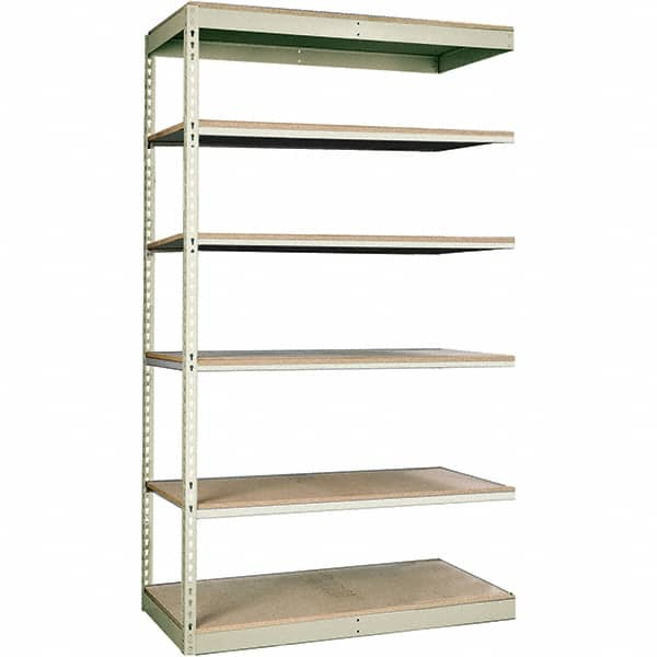 Hallowell - 6 Shelf Add-On Particle Board Open Steel Shelving - 250 Lb Capacity, 48" Wide x 84" High x 12" Deep, Tan - Benchmark Tooling