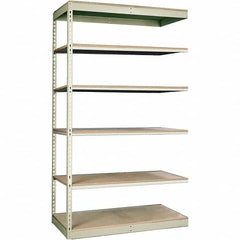 Hallowell - 6 Shelf Add-On Open Steel Shelving Kit & Assemblies - 250 Lb Capacity, 36" Wide x 84" High x 24" Deep, Tan - Benchmark Tooling