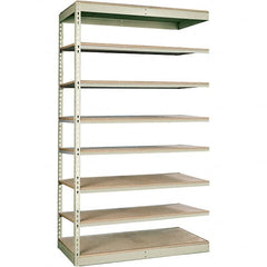 Hallowell - 8 Shelf Add-On Particle Board Open Steel Shelving - 250 Lb Capacity, 48" Wide x 84" High x 24" Deep, Tan - Benchmark Tooling