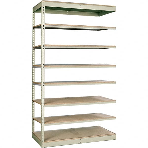 Hallowell - 8 Shelf Add-On Particle Board Open Steel Shelving - 250 Lb Capacity, 36" Wide x 84" High x 30" Deep, Tan - Benchmark Tooling