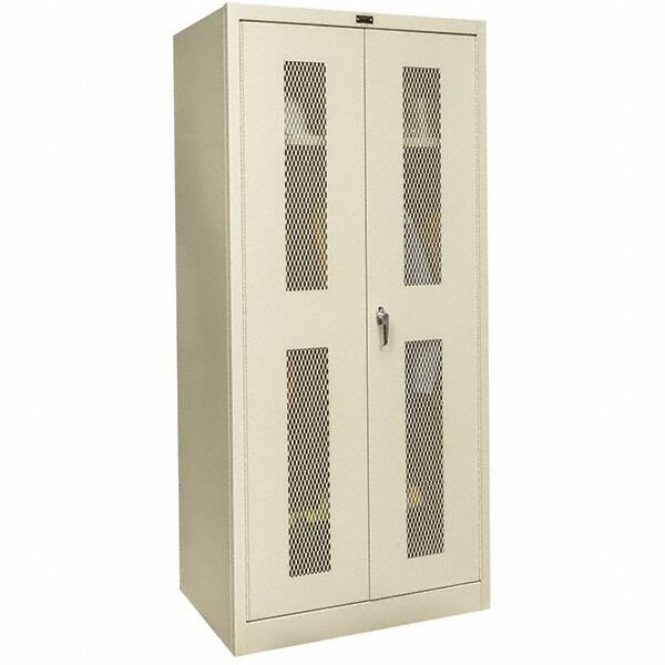 Hallowell - 1 Shelf Wardrobe Storage Cabinet - Steel, 36" Wide x 18" Deep x 78" High, Tan - Benchmark Tooling