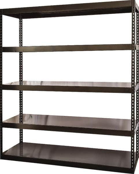 Hallowell - 5 Shelf Starter Solid Steel Waterfall Open Steel Shelving - 1 Lb Capacity, 72" Wide x 84" High x 24" Deep, Black - Benchmark Tooling