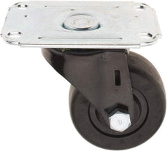 E.R. Wagner - 2-1/2" Diam x 1-1/4" Wide x 3-7/16" OAH Top Plate Mount Swivel Caster - Hard Rubber, 175 Lb Capacity, 2-3/4 x 3-3/4" Plate - Benchmark Tooling