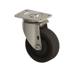 E.R. Wagner - 4" Diam x 1-1/2" Wide x 5-3/8" OAH Top Plate Mount Swivel Caster - Phenolic, 450 Lb Capacity, Roller Bearing, 2-3/4 x 3-3/4" Plate - Benchmark Tooling