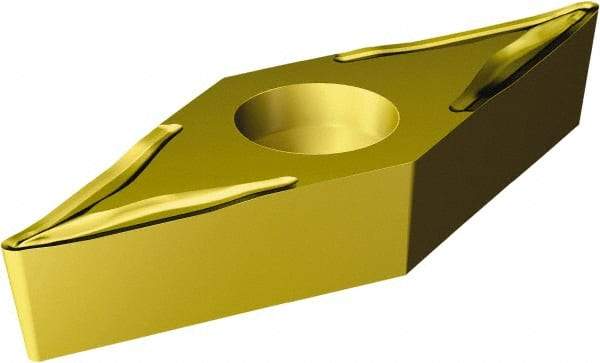 Sandvik Coromant - VBMT332 UM Grade 1525 Carbide Turning Insert - TiCN/TiN Finish, 35° Diamond, 3/8" Inscr Circle, 3/16" Thick, 1/32" Corner Radius - Benchmark Tooling