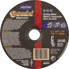 Norton - 6" Aluminum Oxide Cutoff Wheel - 0.045" Thick, 7/8" Arbor, Use with Die Grinders - Benchmark Tooling