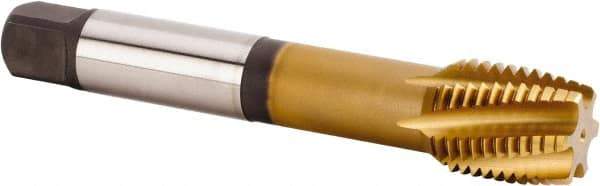 Kennametal - M30x3.50 Metric 5 Flute 6HX Plug Spiral Flute Tap - Powdered Metal, TiCN/TiN Finish, 180mm OAL, Left Hand Flute, Right Hand Thread, Series T620 - Benchmark Tooling