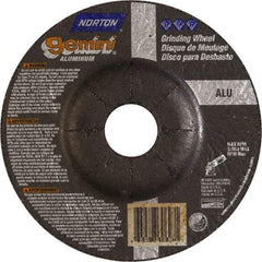 Norton - 24 Grit, 5" Wheel Diam, 1/4" Wheel Thickness, 7/8" Arbor Hole, Type 27 Depressed Center Wheel - Aluminum Oxide - Benchmark Tooling