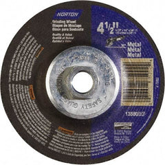 Norton - 24 Grit, 4-1/2" Wheel Diam, 1/4" Wheel Thickness, Type 27 Depressed Center Wheel - Aluminum Oxide - Benchmark Tooling