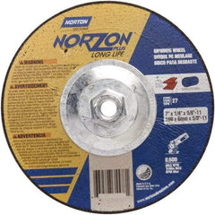 Norton - 24 Grit, 5" Wheel Diam, 1/4" Wheel Thickness, Type 27 Depressed Center Wheel - Ceramic - Benchmark Tooling