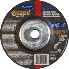 Norton - 24 Grit, 4-1/2" Wheel Diam, 1/4" Wheel Thickness, Type 27 Depressed Center Wheel - Aluminum Oxide - Benchmark Tooling