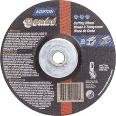 Norton - 36 Grit, 4-1/2" Wheel Diam, 1/8" Wheel Thickness, Type 27 Depressed Center Wheel - Aluminum Oxide, 13,580 Max RPM - Benchmark Tooling