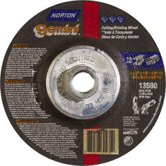 Norton - 24 Grit, 4-1/2" Wheel Diam, 1/8" Wheel Thickness, Type 27 Depressed Center Wheel - Aluminum Oxide, 13,580 Max RPM - Benchmark Tooling
