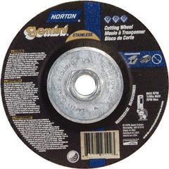 Norton - 36 Grit, 4-1/2" Wheel Diam, 3/32" Wheel Thickness, Type 27 Depressed Center Wheel - Aluminum Oxide - Benchmark Tooling