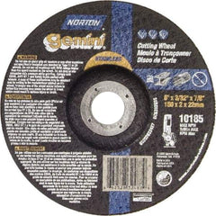 Norton - 36 Grit, 6" Wheel Diam, 3/32" Wheel Thickness, 7/8" Arbor Hole, Type 27 Depressed Center Wheel - Aluminum Oxide - Benchmark Tooling
