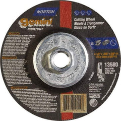 Norton - 46 Grit, 4-1/2" Wheel Diam, Type 27 Depressed Center Wheel - Aluminum Oxide - Benchmark Tooling